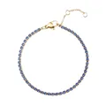 Schmales goldenes Tennisarmband mit tiefblauen Zirkonia und verstellbarem Verschluss - Gold - März Hellblau