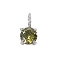 Deep olive green round gemstone pendant with four-prong silver setting and vertical hook - 5*5mm / August Light Green - Silver (1 Piece)