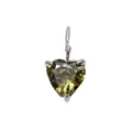 Olive green heart zircon pendant with silver claw setting for DIY jewelry making - Aug Peridot (Silver) / 5*5mm