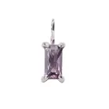 Rectangle purple gemstone pendant in silver finish stainless steel for DIY jewelry - 6*8mm / June Purple-Silver Color