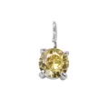 Elegant silver pendant with round yellow gemstone in a four-prong setting - 5*5mm / November Jonquil-Silver Color