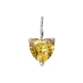Silver stainless steel heart pendant featuring a faceted yellow zircon stone - Pendant Only / 5x5mm (1 Piece) / November Citrine Yellow (Silver)
