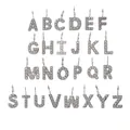 Mini silver 26 letters DIY charms set with clear micro-pave crystals for necklaces - A-Z Full Alphabet Set / Steel