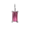 Sleek silver-tone pendant featuring a large rectangular faceted pink gemstone inlay - 6*8mm / Jul Ruby (Silver)