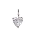 Silver stainless steel heart pendant with transparent zircon and 18K gold plating - April White-Silver Color / 5*5mm