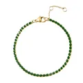 Schmales Edelstahl-Tennisarmband mit grünen Zirkonia-Steinen in Gold-Finish - Gold - Mai Grün