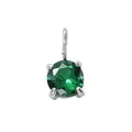 Single green round gemstone pendant with silver four-prong setting and S-hook clasp - 5*5mm / May Green - Silver (1 Piece)