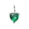 Silver pendant featuring a faceted green heart-shaped gemstone in a 3-prong setting - May Green-Silver Color / 5*5mm