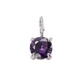 Elegant purple round-cut gemstone pendant with silver S-hook and four-prong setting - 5*5mm / June Purple - Silver (1 Piece)