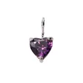 Silver heart pendant with faceted purple zircon stone for DIY jewelry making - June Purple-Silver Color / 5*5mm