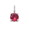 Exquisite silver pendant featuring a round red gemstone in a four-prong setting - 5*5mm / July Rose Red - Silver (1 Piece)