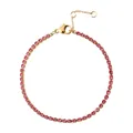 Elegantes vergoldetes Tennisarmband mit runden rosa Zirkoniasteinen und Karabinerverschluss - Gold - Juli Rosenrot