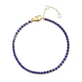 Schmales Edelstahl Tennisarmband in Gold mit dunkelblauen runden Zirkonia-Steinen - Gold - September Königsblau
