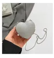 Sac de soirée élégant en forme de cœur à paillettes argentées avec chaîne en métal - Argent