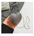 Sac bandoulière chic en forme de cœur avec paillettes argentées et chaîne - Gris