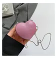 Sac cœur rose pailleté avec bandoulière chaîne argentée et finition brillante - Rose rouge