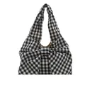 Gingham check shoulder bag with large bow and knotted handle in black and white - Black and White Plaid Bow Style / Black