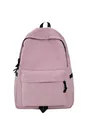 Roze nylon rugzak met groot hoofdvak en ritsvak aan de voorkant voor school - Enkele Tas / Roze