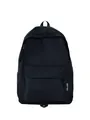 Minimalist black nylon school backpack with multi-pocket design and matte finish - Black