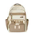 Minimalist beige and khaki large capacity waterproof nylon school backpack for students - Single Bag / Off White