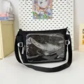 Black ita bag with transparent window and adjustable buckle for badges and accessories - Black