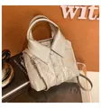 Metallic silver shirt-shaped handbag with pleated leather texture and shoulder strap - Silver