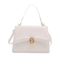 Elegante weiße Lederhandtasche mit goldener Ring-Schnalle und Tragegriff für Damen - Weiß