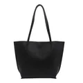 Classic black crocodile pattern tote bag with large capacity for office and daily use - Black