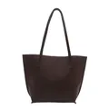 Deep brown tote bag with crocodile texture and long shoulder straps for daily commute - Brown