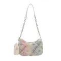 Borsa a spalla intrecciata arcobaleno con motivi a stelle e un piccolo borsellino - Motivo a Stelle Bianco Sporco