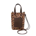 Leopard print mini tote bag with brown faux leather handles and detachable shoulder strap - Leopard Print