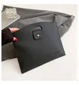 Minimalist black lychee texture waterproof laptop tote bag for business commute - Black