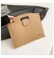 Sacoche ordinateur kaki imperméable minimaliste en cuir avec motif litchi chic - Kaki