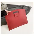 Sacoche ordinateur rouge imperméable en cuir grainé avec poignées découpées pour femme - Rouge