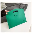 Sacoche ordinateur vert vif en cuir imperméable avec texture grainée et poignée - Vert