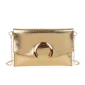 Sac bandoulière doré métallisé avec finition miroir brillante et fermoir fer à cheval - Or