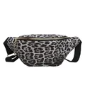 Leopardenmuster Crossbody Gürteltasche mit goldenem Reißverschluss und schwarzem Gurt - Schwarzer Leopard