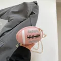 Chic light pink rugby-shaped mini crossbody bag with gold chain strap and cute print - Light Pink Small