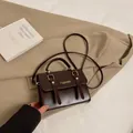 Glossy dark brown messenger bag with gold 'FASHION' lettering and metal buckle - Without Pendant / Brown