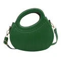 Sac à main demi-cercle vert avec rayures ondulées et poignée ronde intégrée - Vert