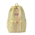 Mochila amarilla clara con cordón para estudiantes con parche de perro y bolsillos - Bolso Individual / Amarillo
