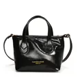 Borsa a secchiello nera lucida con dettagli dorati e manici superiori vista variante - Senza Ciondolo / Nero