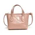 Elegante borsa a secchiello rosa lucida con manici e tracolla regolabile da donna - Senza Ciondolo / Rosa