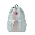 Mochila azul claro con cordón y detalles rosas en tejido de nailon impermeable - Bolso Individual / Azul
