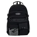 Close-up of Harajuku style backpack showing durable nylon texture and functional pockets - Style Without Pendant / Black