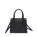 Elegante schwarze Handtasche mit geometrischer Prägung und Schultergurt für Damen - Schwarz