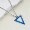 Modern black titanium steel necklace with a blue hollow triangle pendant and box chain - Blue (Box Chain)