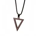 Men's titanium steel triangle necklace with a gunmetal finish and box chain - Black (Round Pearl Chain)