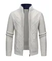 Graue Herren Strickjacke mit Stehkragen und Rautenmuster für Herbst und Winter Kollektion - S / Hellgrau