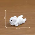 Miniature white puppy resin figurine in rolling pose for DIY terrarium, 1.7x3.5 cm - Lazy Puppy / Wind And Rain Puppy